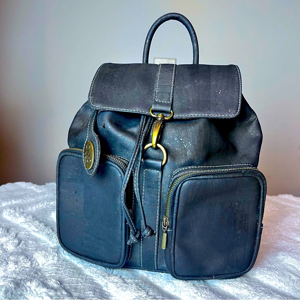 Eve cork genesis black backpack purse  100% exterior cork